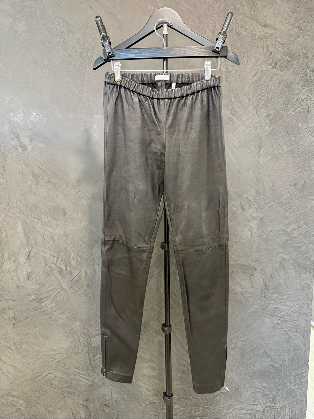 Leith Black Leather Leggings with Elastic Waist M